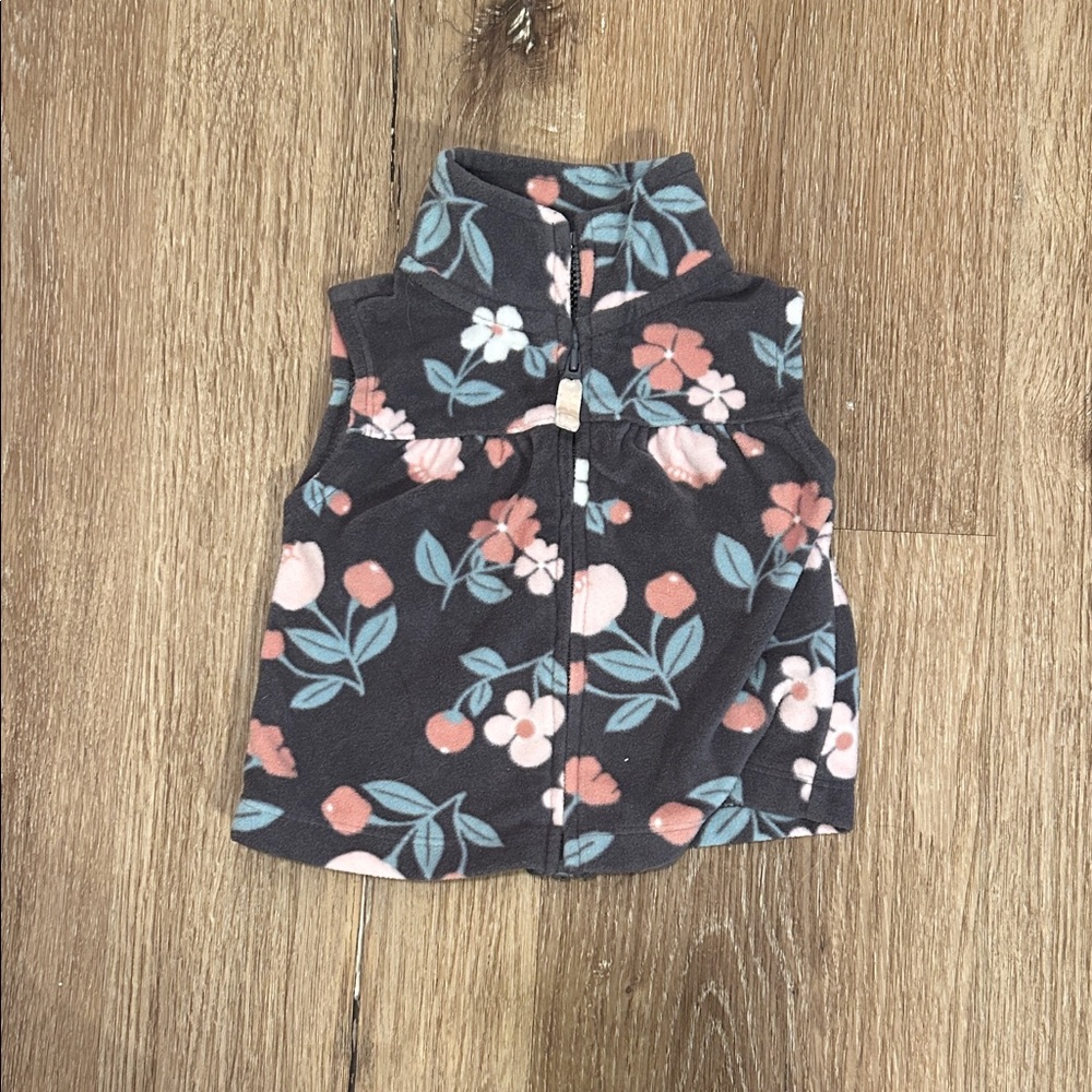 Carter's Gray Floral Fleece Vest